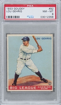 1933 Goudey #92 Lou Gehrig - PSA NM-MT 8
